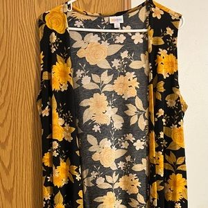 Black and Yellow floral LuLaRoe Medium Joy Vest